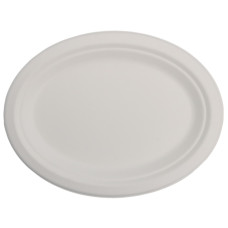 Šķīvis, cukurniedru, ovāls, balts, 26.3 cm
