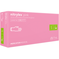 Cimdi nitrila NITRYLEX, bez pūdera, gaiši rozā, S