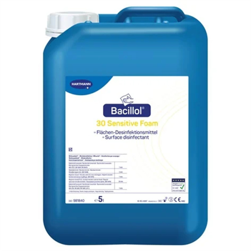 Bacillol 30 Sensitive Foam ātras iedarbības dezinfekcijas līdzeklis uz spirta bāzes, 5L