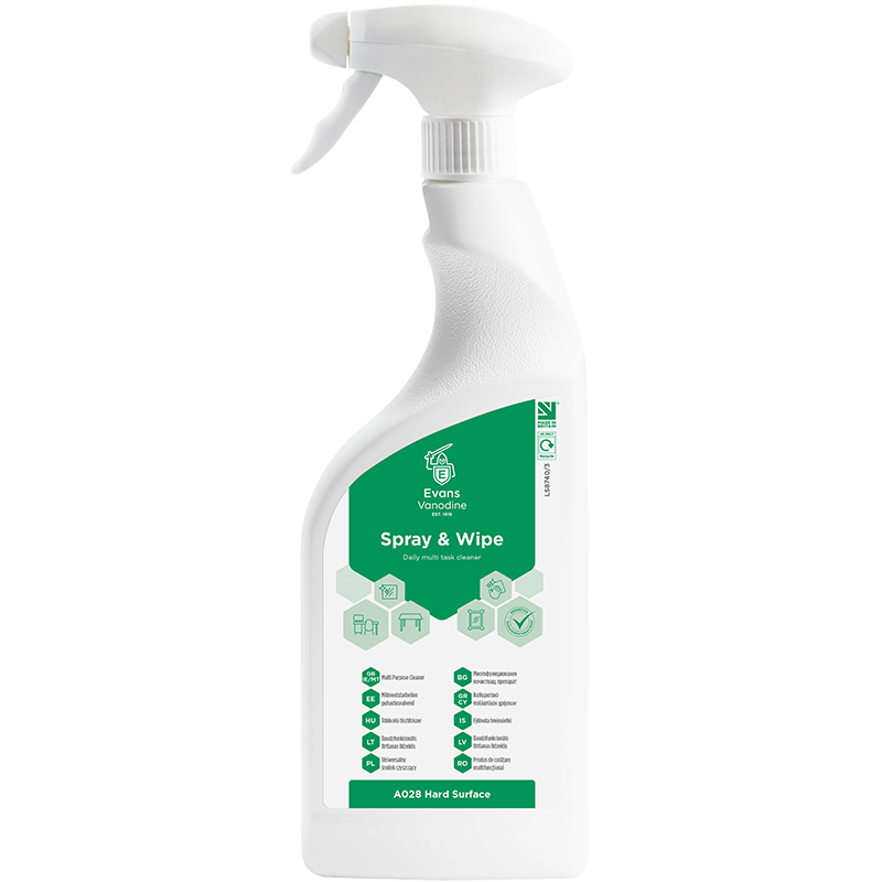 SPRAY & WIPE RTU Ikdienas kopšanas līdzeklis cietām virsmām, 750ml