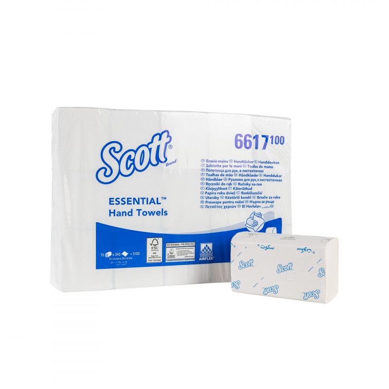 Scott Essential Tm Roku Salvetes 1k 21x20 Baltas 340 Loksnes 15pakas Kaste